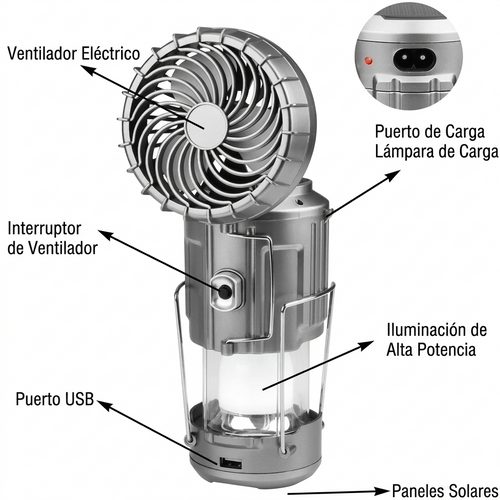 LANTERNA DE VENTILADOR SOLAR 5 EN 1