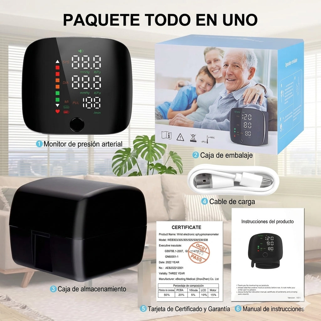 Monitor de presión arterial en la muñeca
